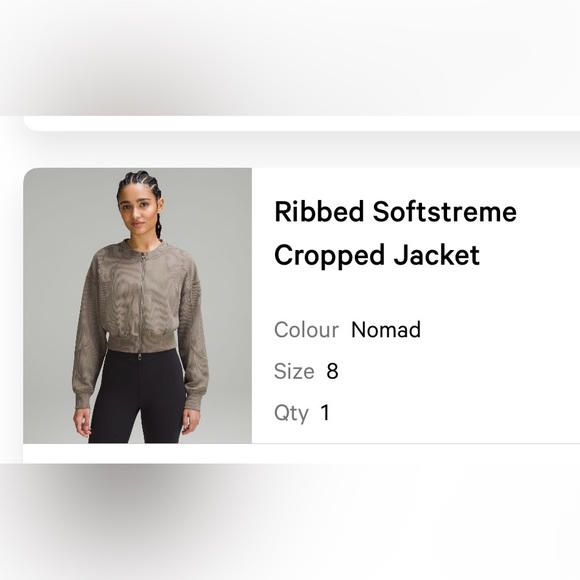 Lululemon Ribbed Softstreme Cropped Jacket size 8 - Picture 5 of 5